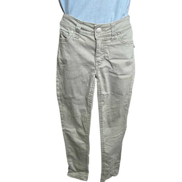 Seven 7 Womens Jeans Size 6 Green Starlette Crop‎ Stretch Button Closure Pockets - Picture 1 of 8